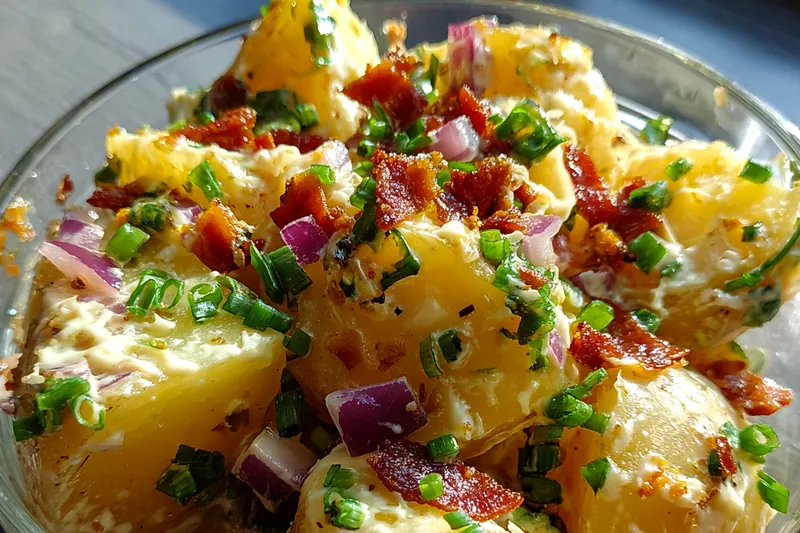 Fresh ingredients for Creamy Bacon Potato Salad