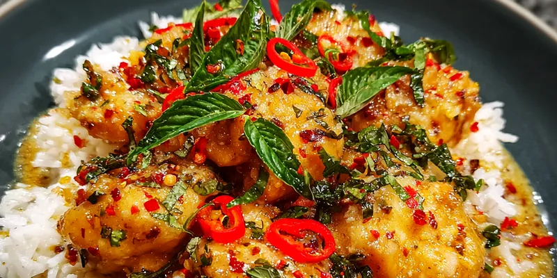 Delicious Creamy Basil Chicken Delight served on a plate