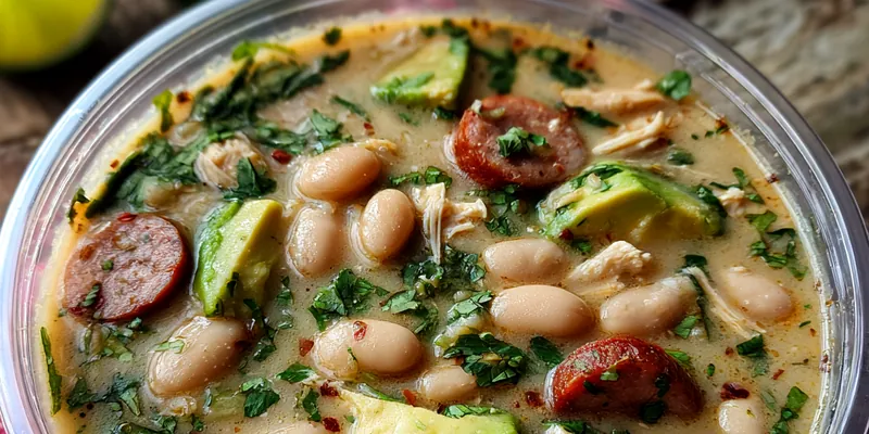Delicious Creamy Bean Chicken Soup served on a plate