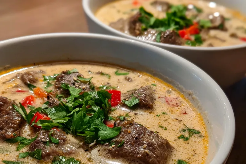 Cooking process for Creamy Beef Pepper Soup