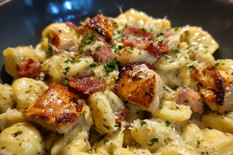 Fresh ingredients for Creamy Chicken Bacon Pasta