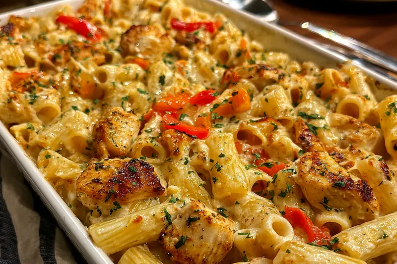 Cooking process for Creamy Chicken Pepper Pasta