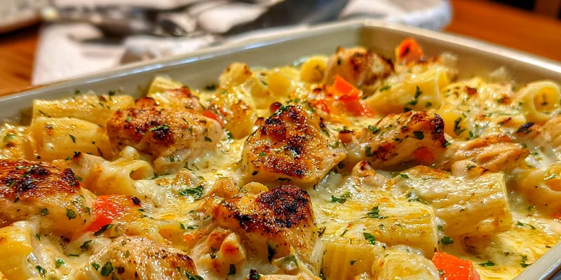 Delicious Creamy Chicken Pepper Pasta served on a plate