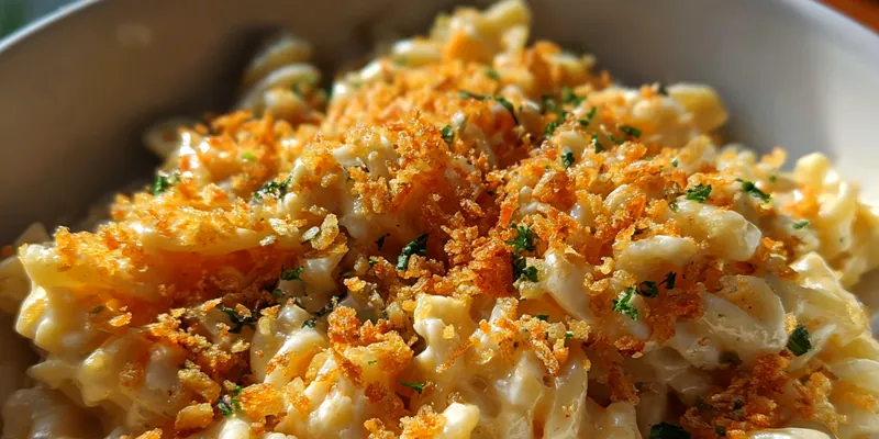 Delicious Creamy Garlic Cheese Pasta served on a plate