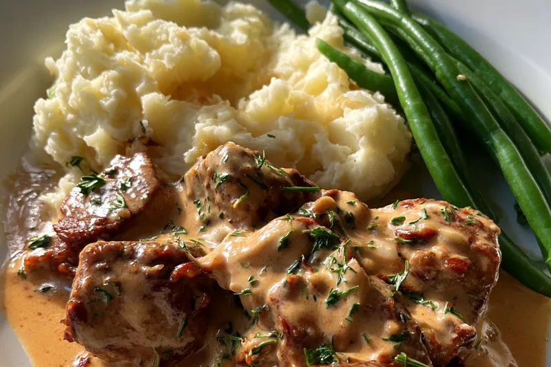 Cooking process for Creamy Garlic Chicken Delight