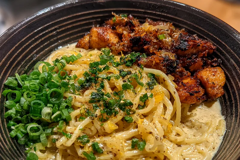 Cooking process for Creamy Garlic Chicken Noodles