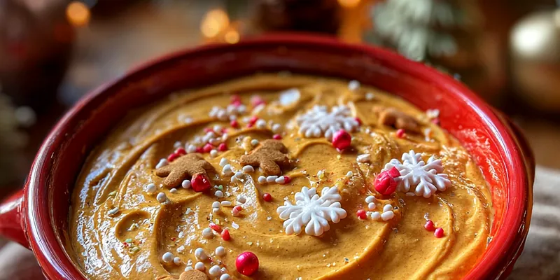 A beautiful presentation of Festive Gingerbread Dip Delight in a festive bowl surrounded by gingerbread cookies.