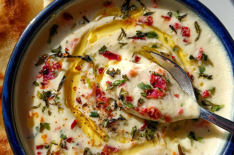 Cooking process for Creamy Herb Feta Spread