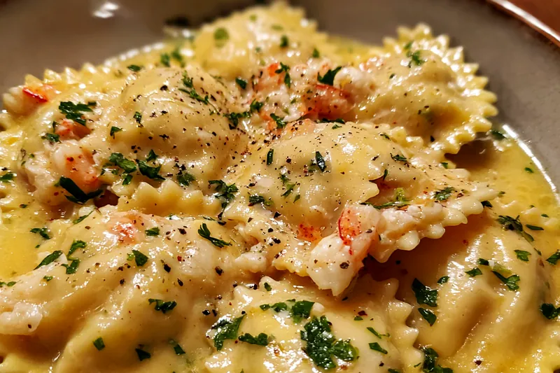 Cooking process for Creamy Lobster Ravioli Delight