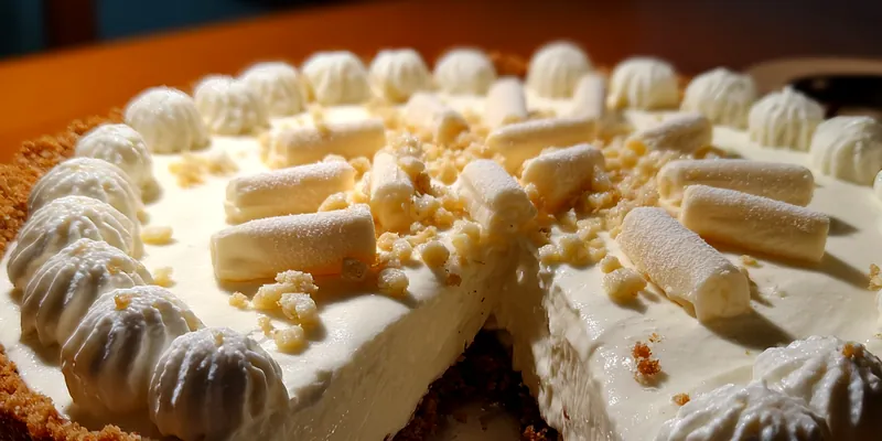Delicious Creamy Marshmallow Cheesecake served on a plate