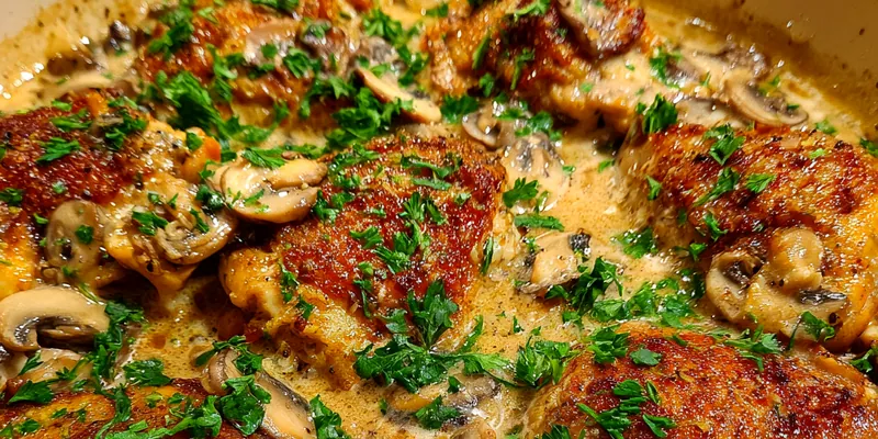 Delicious Creamy Mushroom Chicken Delight served on a plate
