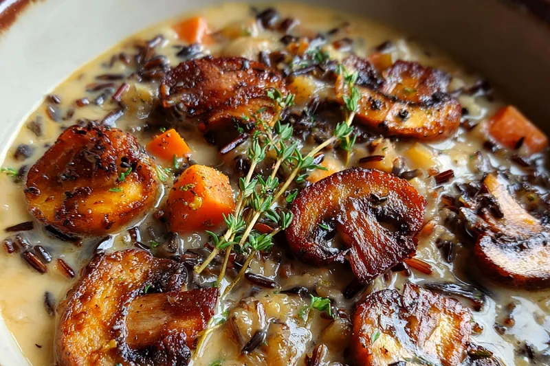 Fresh ingredients for Hearty Mushroom Wild Rice Soup