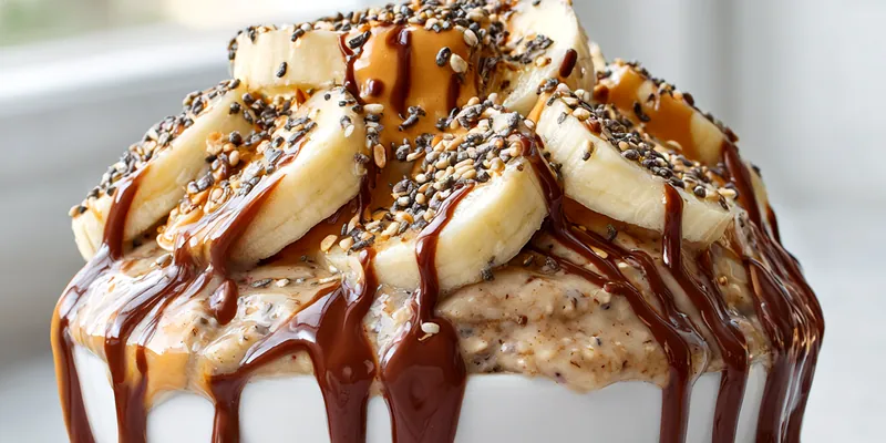 Creamy Peanut Butter Banana Overnight Oats With Chia Seeds And Chocolate