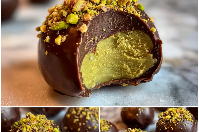 A close-up of the chocolate ganache being mixed, showcasing the silky texture before forming into truffles.