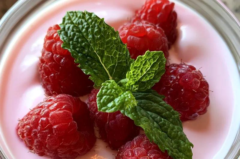 Cooking process for Creamy Raspberry Mint Delight
