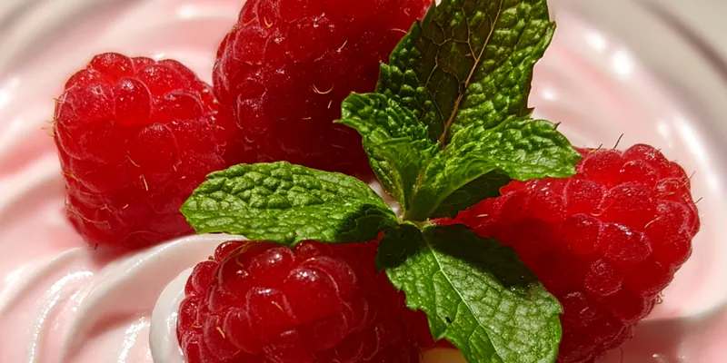 Delicious Creamy Raspberry Mint Delight served on a plate