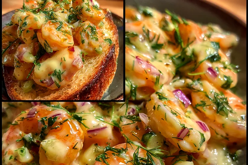 Cooking process for Creamy Shrimp Salad Delight