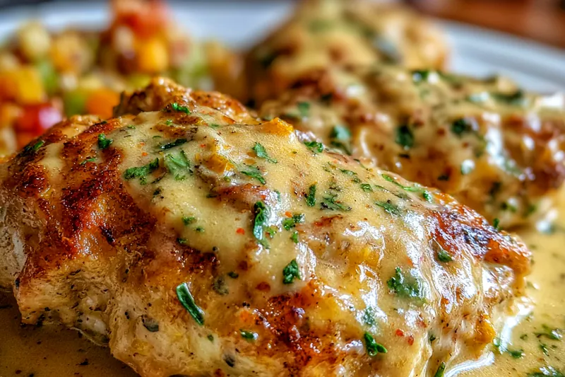 Ingredients for creamy smothered chicken laid out on a countertop
