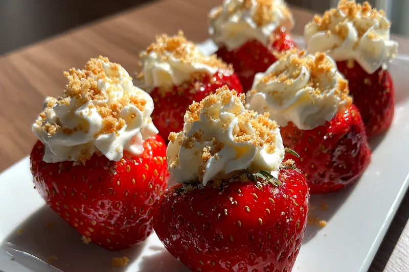 Fresh ingredients for Creamy Stuffed Strawberries