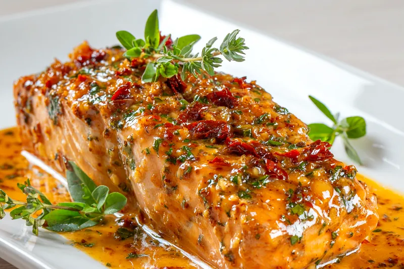 Fresh ingredients for Creamy Sun-Dried Tomato Salmon