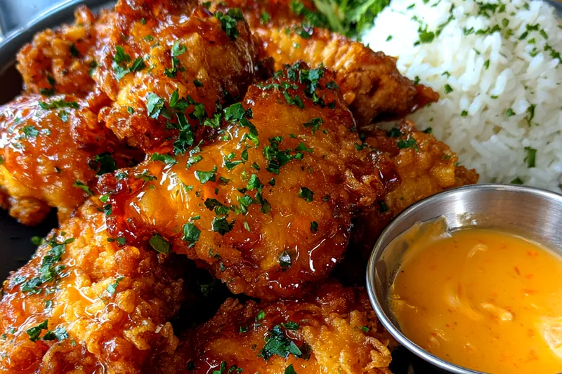 Cooking process for Crispy Bang Bang Chicken