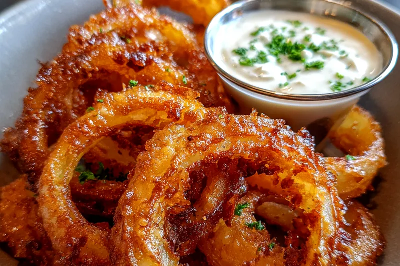 Fresh ingredients for Crispy Fried Onion Rings