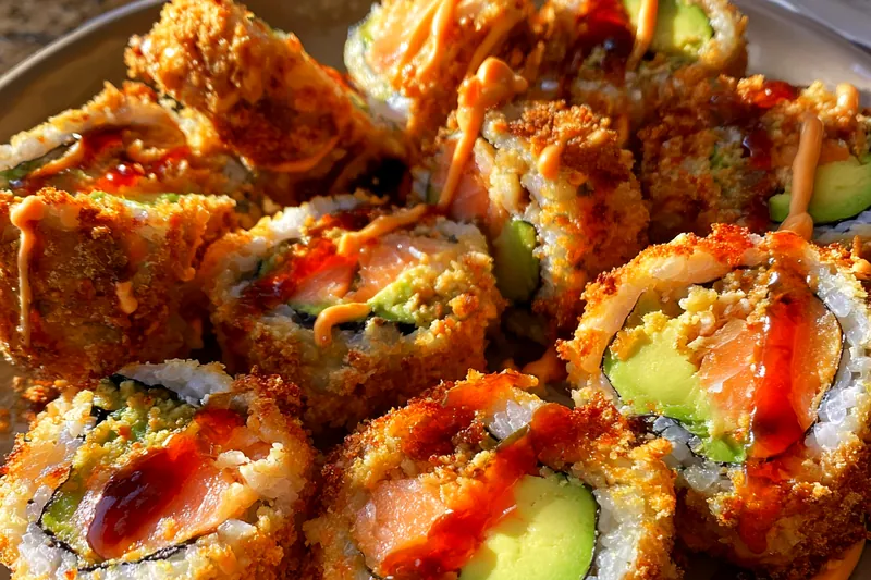 Cooking process for Crispy Fried Sushi Rolls