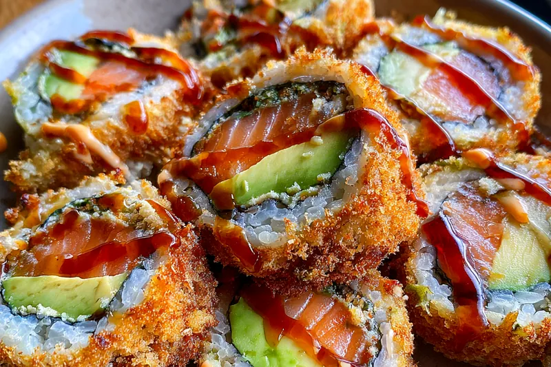 Fresh ingredients for Crispy Fried Sushi Rolls