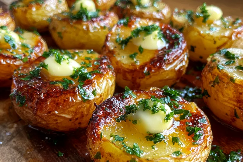 Cooking process for Crispy Garlic Butter Potatoes