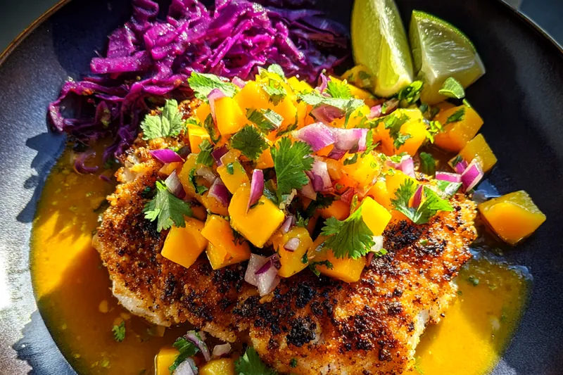 Cooking process for Crispy Mango Fish Delight