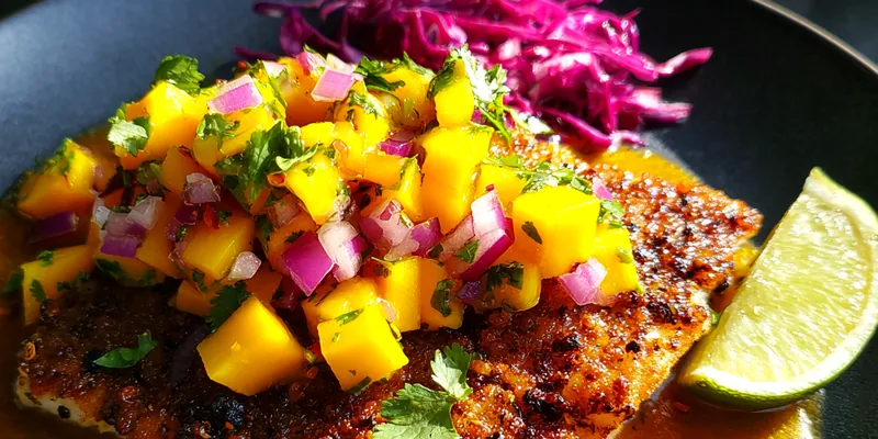 Delicious Crispy Mango Fish Delight served on a plate