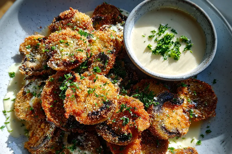 Fresh ingredients for Crispy Mushroom Bites