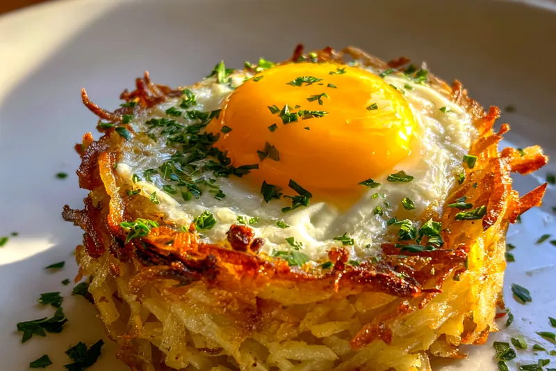 Fresh ingredients for Crispy Potato Egg Nest