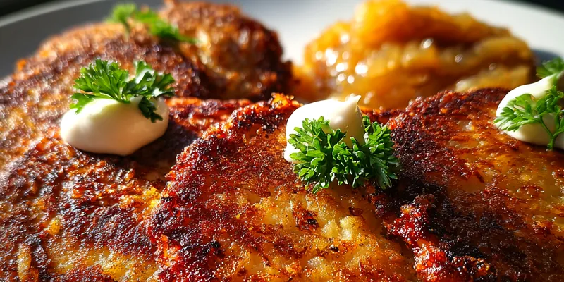 Delicious Crispy Potato Pancakes served on a plate