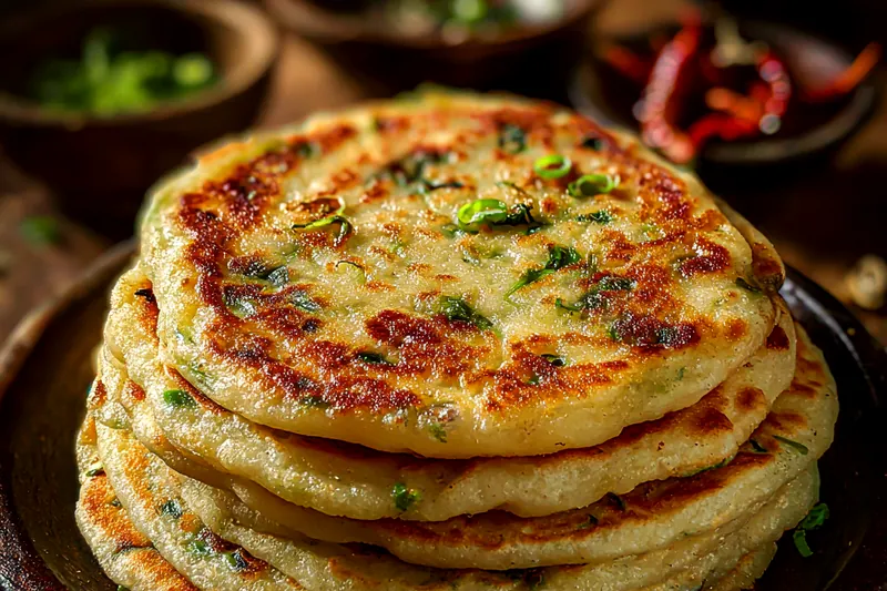 Fresh ingredients for Crispy Scallion Pancakes