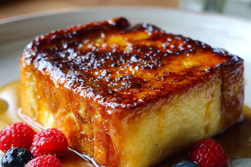 Crème Brûlée French Toast baking in the oven.