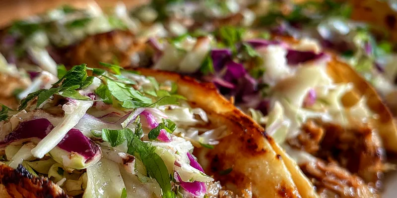 Delicious crock pot birra tacos served with toppings.