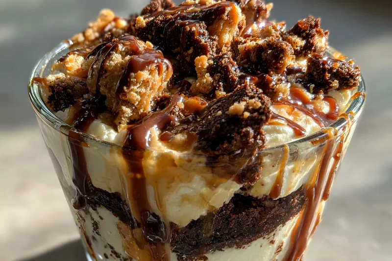 Cooking process for Decadent Brownie Cheesecake Parfait