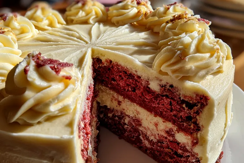Ingredients for Red Velvet Cheesecake laid out on a table.