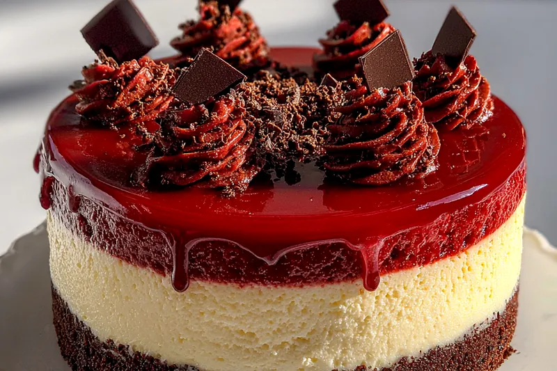 Cooking process for Decadent Velvet Cheesecake