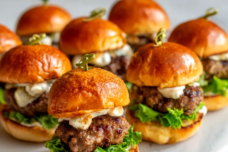 Cooking mini burger sliders on the grill.