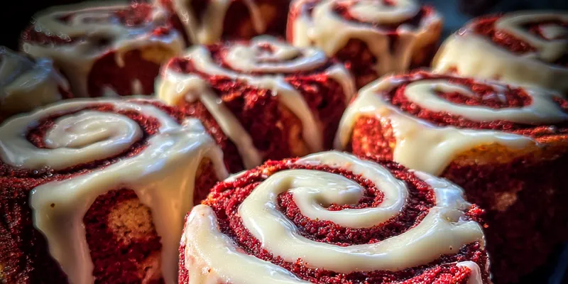 Delicious Delicious Red Velvet Rolls served on a plate