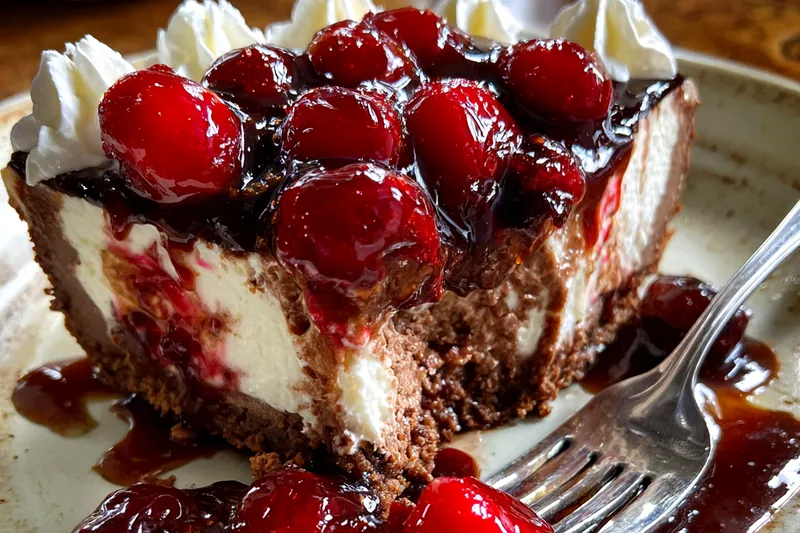 Process of making the Easy Black Forest Cheesecake