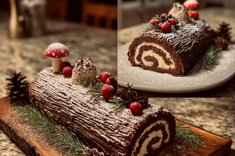 Cooking process for Festive Chocolate Log Cake