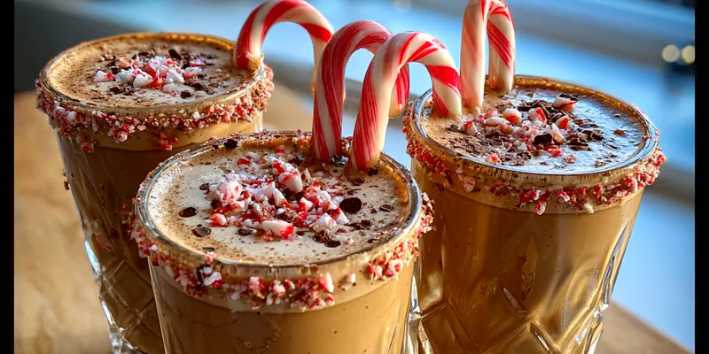 Delicious Festive Chocolate Peppermint Drink served on a plate