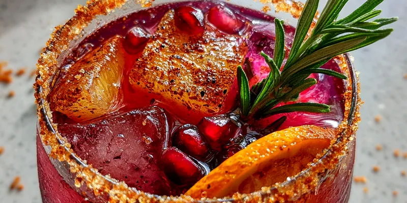 Festive Cranberry Pomegranate Holiday Beverage with Spiced Sugar Rim