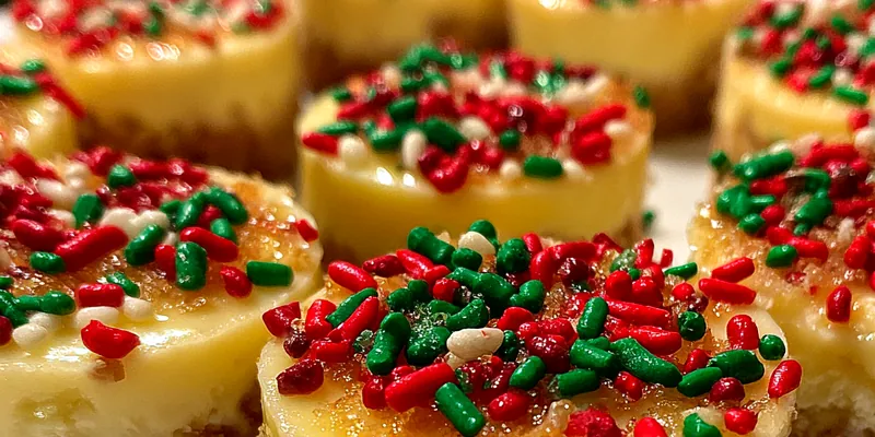 Delicious Festive Mini Cheesecake Bites served on a plate