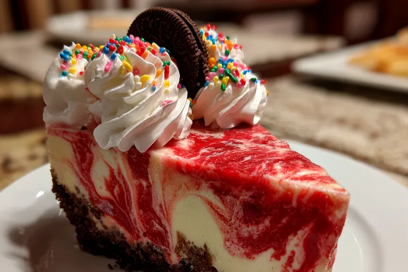 Cooking process for Festive Velvet Oreo Cheesecake