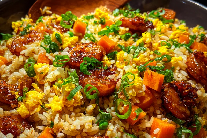 Fresh ingredients for Flavorful Shrimp Fried Rice