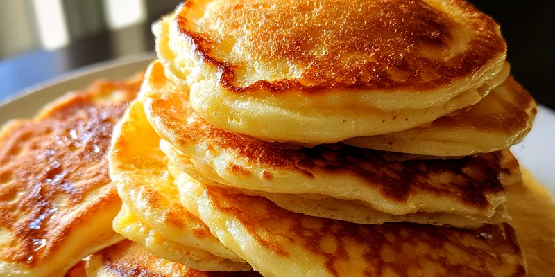 Delicious Fluffy Homemade Pancakes served on a plate